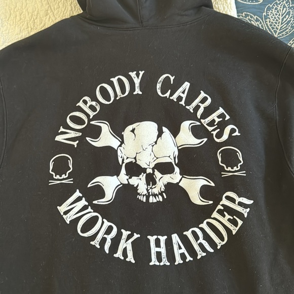 NOBODY CARES WORK HARDER HOODED SWEATSHIRT - MEDIUM - Picture 2 of 7